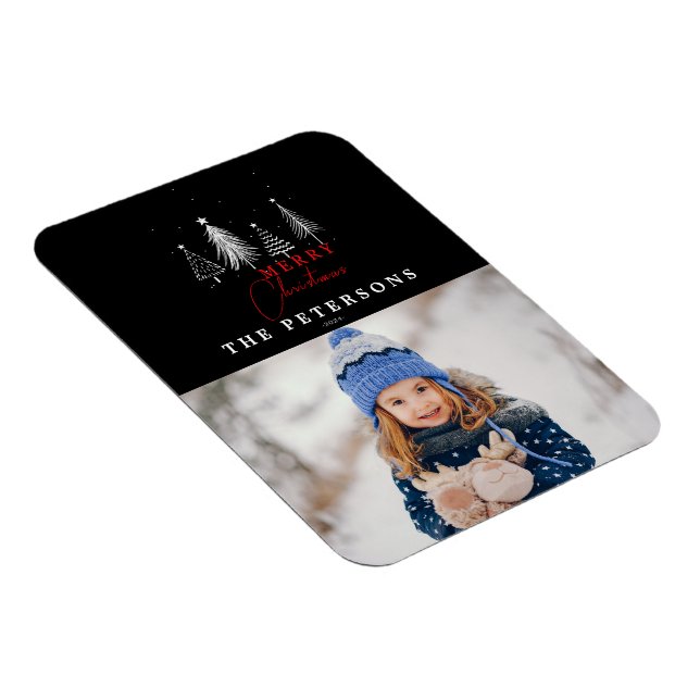 Íman Foto simples da árvore de pinheiro de Natal Elegan (Lado Direito)