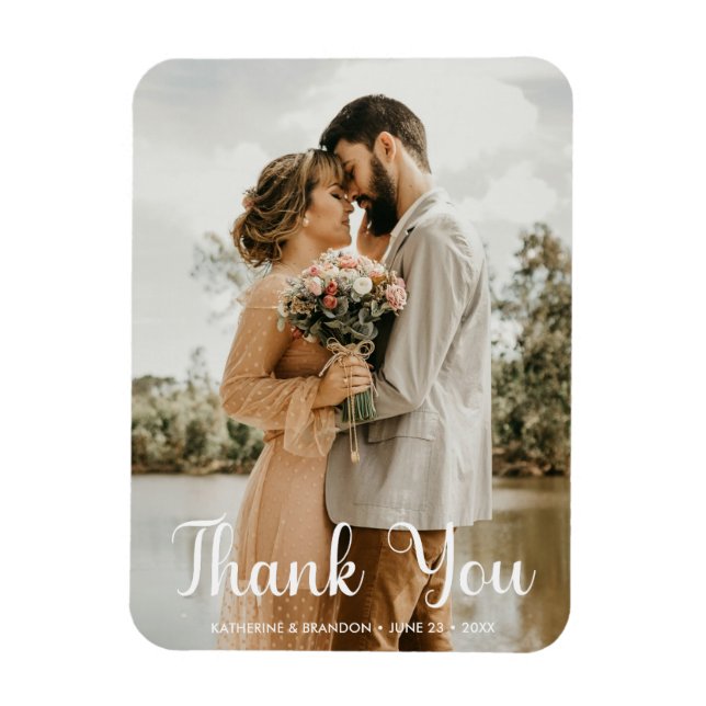Íman Foto simples de casamento Adicionar nomes e data O (Vertical)