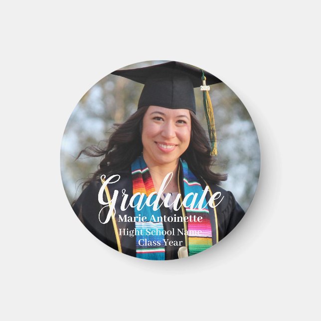 Íman Foto Simples de Graduação Personalizada (Frente)
