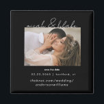 Íman Foto simples e elegante Casamento preto Salve a da<br><div class="desc">Casamento de Texto Branco e Preto de Foto Contemporâneo Salve o ímã de datas.</div>