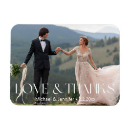 Íman fotografia branca-chic obrigado de casamento