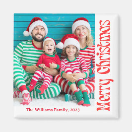 Íman fotografia de caligrafia vermelha de natal feliz