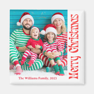 Íman fotografia de caligrafia vermelha de natal feliz