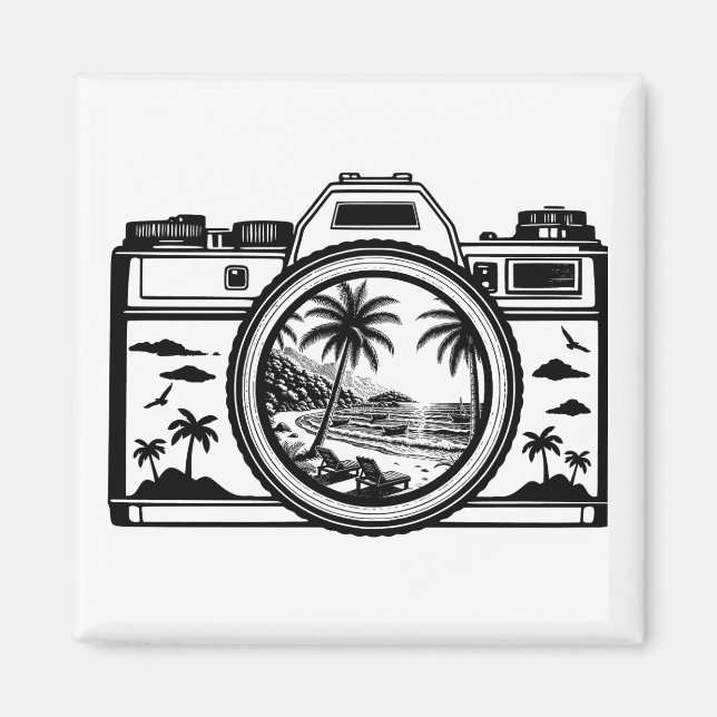 Íman Fotografia de Câmera na Praia de Viagem (Frente)