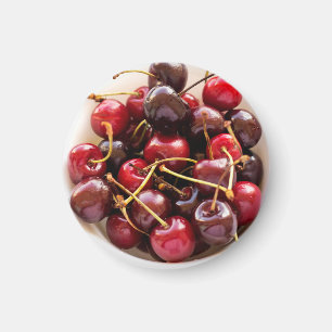 Íman Fotografia de Cerejas Vermelhas Frescas em uma Tig