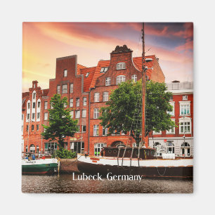 Íman Fotografia de paisagem urbana de Lubeck na Alemanh