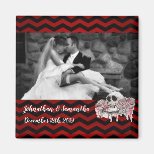 Íman Fotografia personalizada crânio Rosa Gótico Chevr
