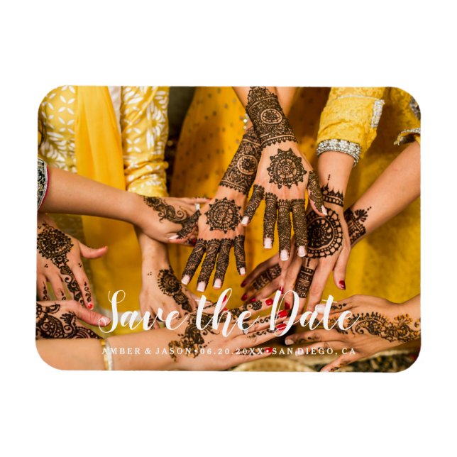Íman fotografia personalizada henna indiano salvar a da (Horizontal)