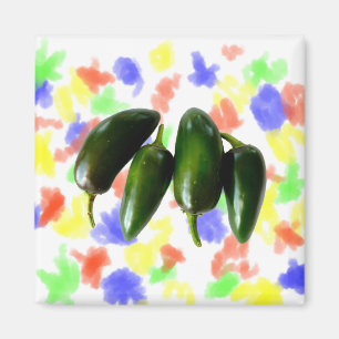 Íman Fotografia verde de quatro pimentas do Jalapeno