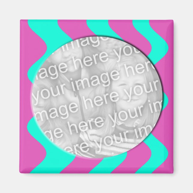 Íman fotograma rosa e turquesa (Frente)