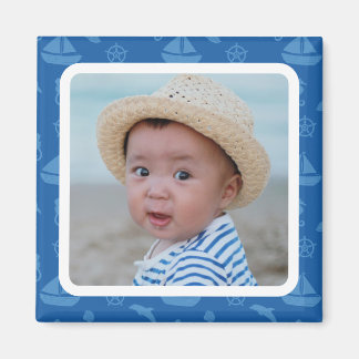 Íman Fotomontagem Náutica Azul para Bebê Menino Persona