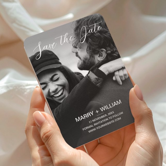 Íman Fotos de Casamento Minimalistas Pretas - Salvar a  (Wedding Photo Save The Date Black Minimalist Magnet, Magnet Wedding Save the Date)