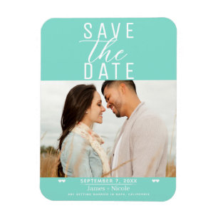 Íman Fotos de casamento Save the Date com Turquesa Mode