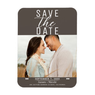 Íman Fotos de casamento Save the Date modernas em Taupe