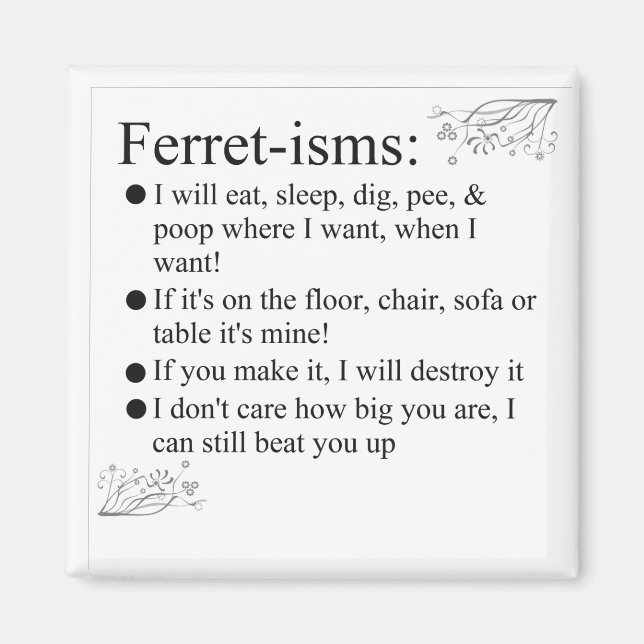 Íman Fotos de Ferret Sayings e Cotes (Frente)