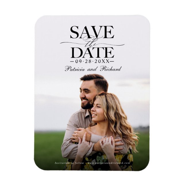 Íman Fotos de Save The Date de Casamento Moderno e Eleg (Vertical)