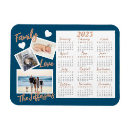 Íman Fotos do Calendário de Ano Novo Azul e Dourado Mod