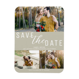 Íman Fotos do Casamento Khaki Beige Save the Date 3