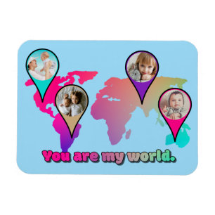 Íman Fotos personalizadas de bebê coloridas no mapa do