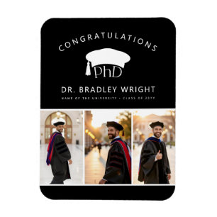 Íman Fotos Personalizadas de PhD Chapéu de Doutorado Gr