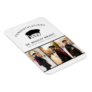 Íman Fotos Personalizadas de PhD Chapéu de Doutorado Gr