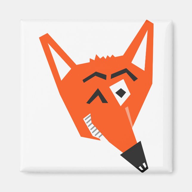 Íman Fox Animal Cartoon Cunning Devious Mau Eye (Frente)