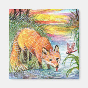 Íman Fox Bebendo de Riverside