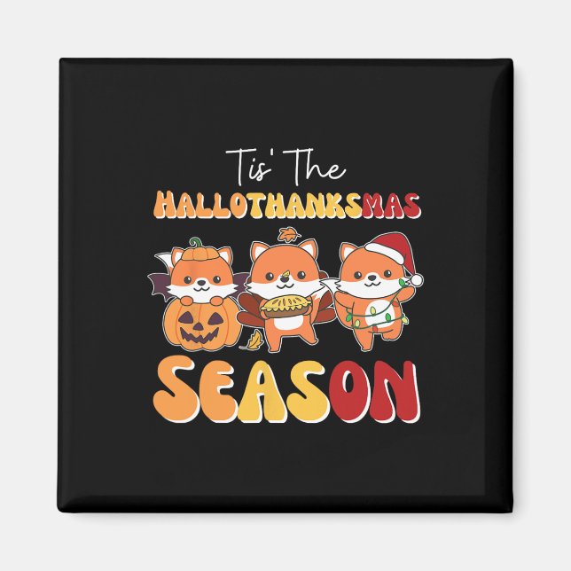 Íman Fox Christmas Halloween Tis' The Hallothanksmas Se (Frente)