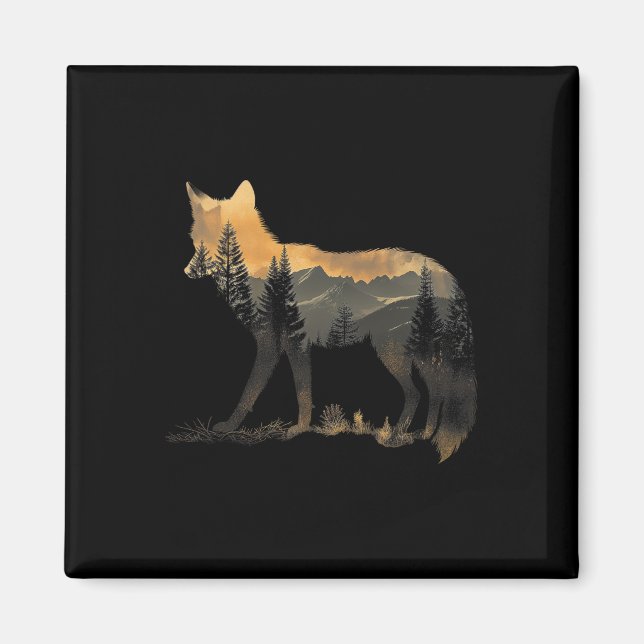 Íman Fox Forest Nature Lover Montanhas Caminhando Campa (Frente)