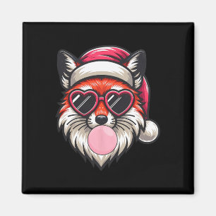 Íman Fox Santa Hap De Natal Retroativo Soprando Bolha C