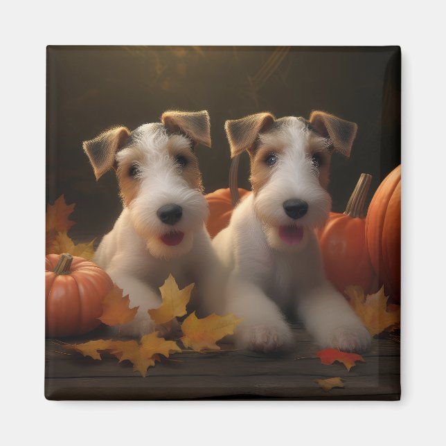 Íman Fox Terrier Puppy Autumn Delight Pumpkin (Frente)