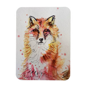 Íman Fox Watercolor Woodland Arte Animal