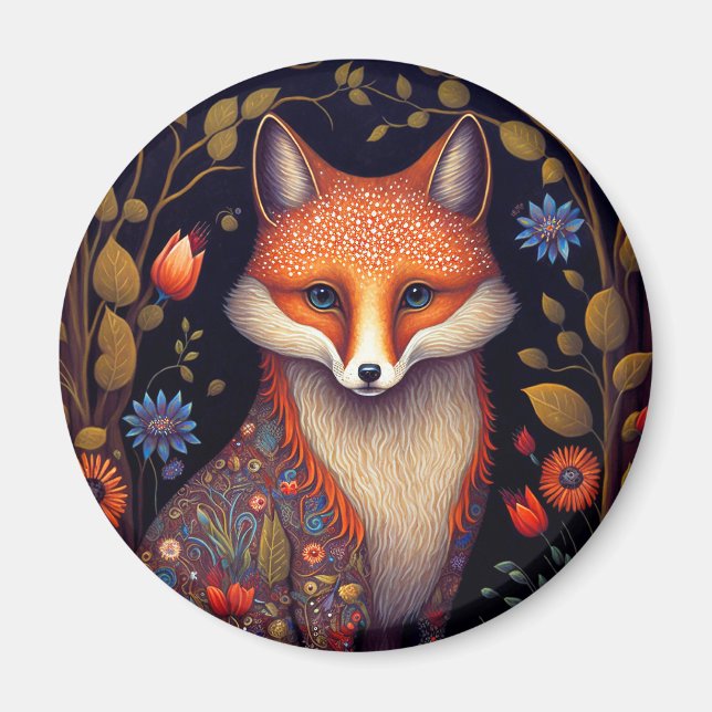 Íman Fox Woodland Fantasy Art (Frente)