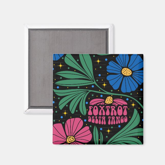 Íman Foxtrot Delta Tango Flower Boho (Front/Back)