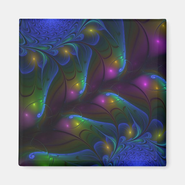 Íman Fractal Abstrato de Disquete Moderno e Luminoso Co (Frente)