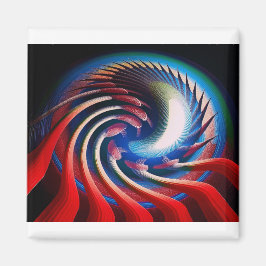 Íman Fractal Azul Branco Vermelho com Garras e Spikes