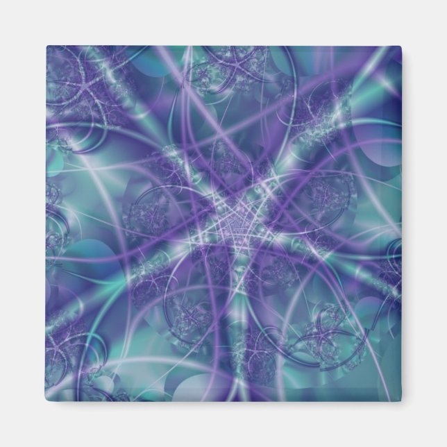 Íman Fractal com Formas Azul Roxo e Estrela Branca (Frente)