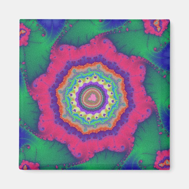 Íman Fractal cor verde e rosa (Frente)