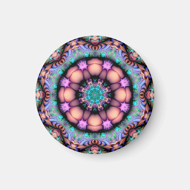 Íman Fractal Mandala Floral Psicodélico (Frente)
