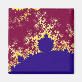 Íman Fractal mandelbrot dourado vermelho e azul