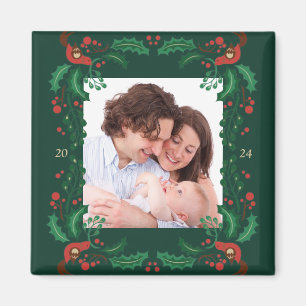 Íman Frame Floral de Natal Festivo