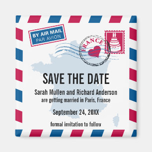 Íman França Air Mail Wedding Save the Date
