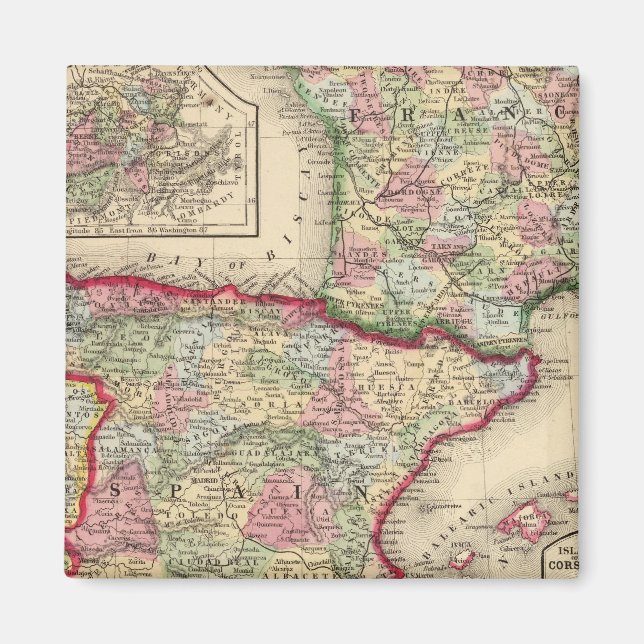 Íman França, Espanha, Portugal Mapa de Mitchell (Frente)