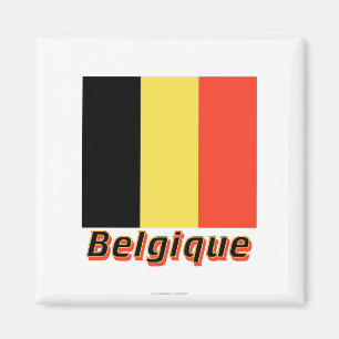 Íman Français de Drapeau Belgique avec le nom en