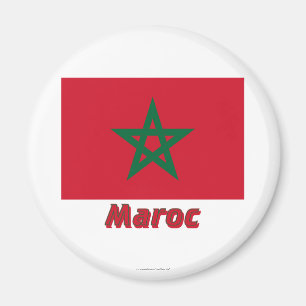 Íman Français de Drapeau Maroc avec le nom en