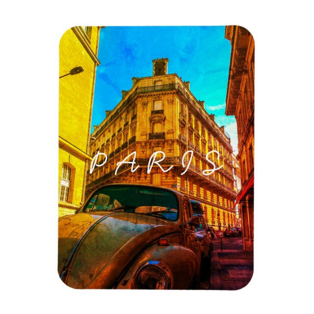 Íman France Architecture French Street Old Car Paris (Vertical)