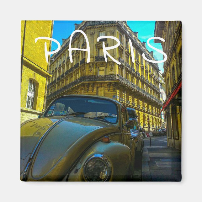 Íman France Architecture French Street Old Car Paris (Frente)