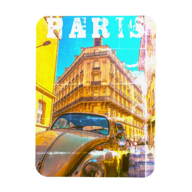 Íman France Architecture French Street Old Car Paris (Vertical)