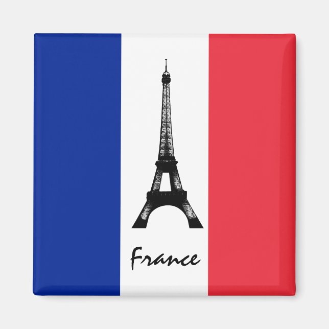 Íman France Magnet, Torre Eiffel, Férias, Bandeira Fran (Frente)