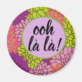 Íman Francês Ooh la la! Ímã Floral Rosa Verde Roxo